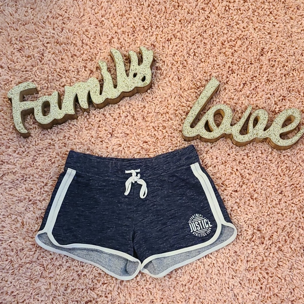 Justice navy blue and white kids shorts